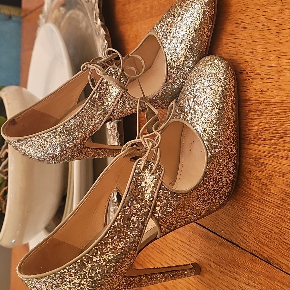 Bottega Venta Scarpa Raw Glitter Heels 6.5